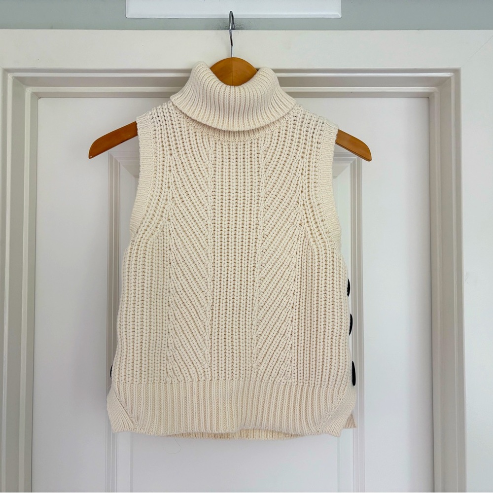 Derek Lamb 10 Crosby Turtleneck Chunky Cable Knit Sweater Vest S